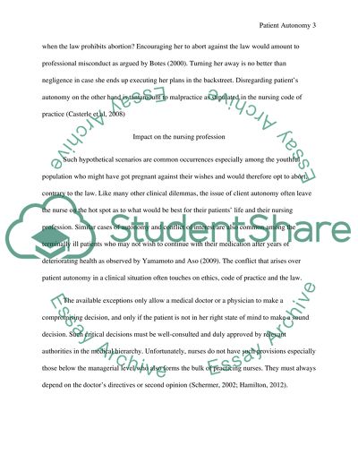 Brief discussion of an ethical issue impacting the nursing profession