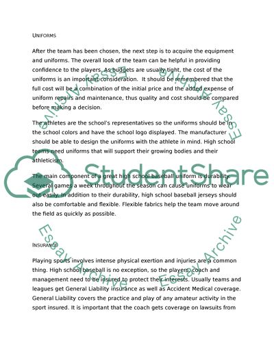 The Success of a High School Baseball Program