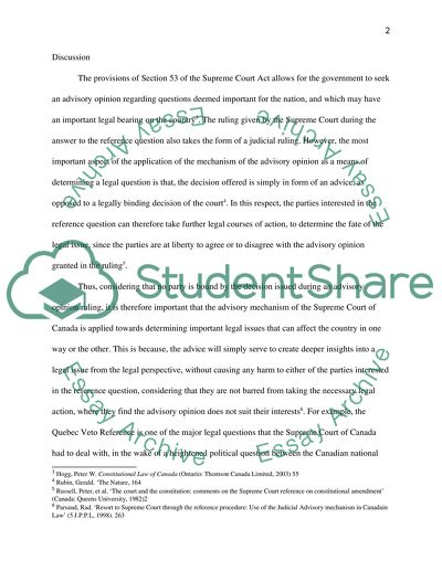 Advisory Role of the Supreme Court of Canada