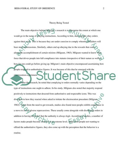 Behavioral Study of Obedience