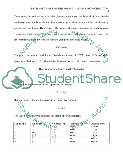 DTERMINTION OF TOTAL CALCIUM AND MAGNESIUM ION CONCENTRATION AND DETER MENTION OF NITRATE BY SPECTOHOTOMETR