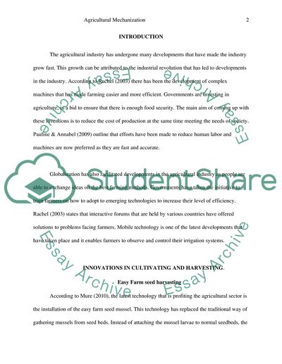 Farming Technology: Agricultural Mechanization