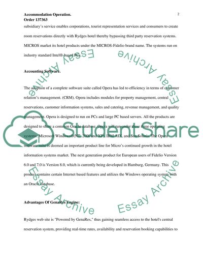 The CIS Software of Hotels