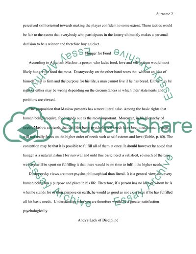 Lottery Ticket/Hunger for food/Andys Lack of Discipline/Overcoming fears