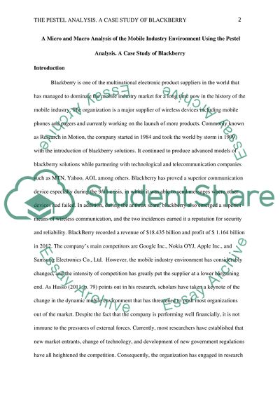 Analysis of the Mobile Industry Environment