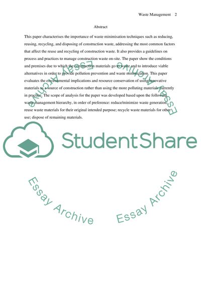 Waste Management in Construction Industry