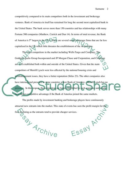 Bank of America Acquisition of Merrill Lynch