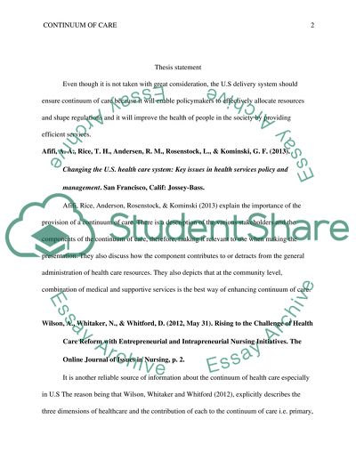 Contiuum of Care Bibliography