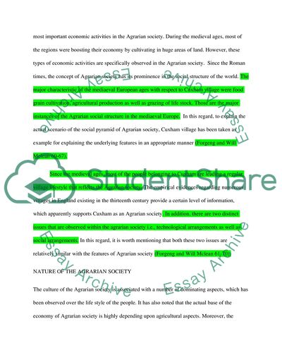 Why Cuxham Is Agrarian