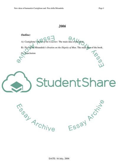 New Ideas of Humanists: Castiglione and Pico Della Mirandola