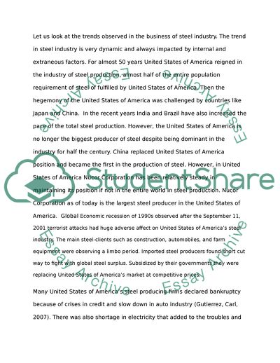 The Trends in the Steel Industry and How It May Impact Nucor Corporations Strategy