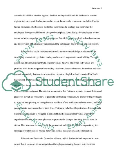 Shaping Global Business Contexts Case: Starbucks & Fairtrade