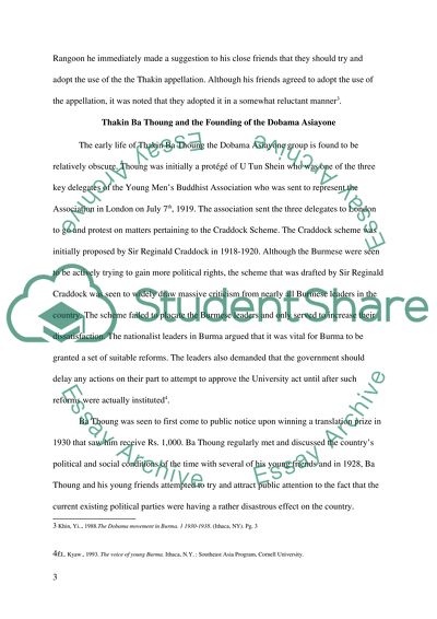 Historiography Of The Dobama Movement In Burma