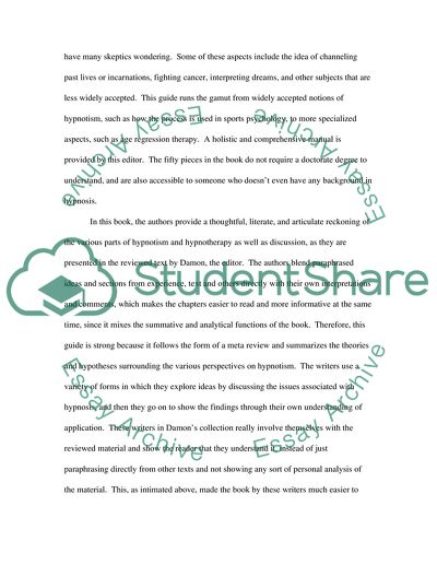 Book review on the book Consumer Guide to hypnotism