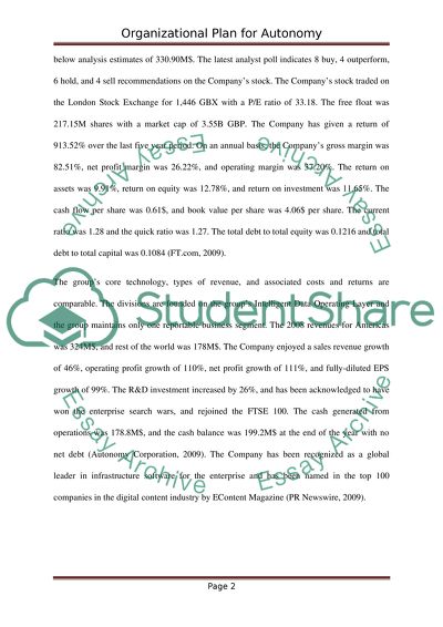 ADVANCED BUSINESS STRUCTURES: Organizational Plan of Autonomy
