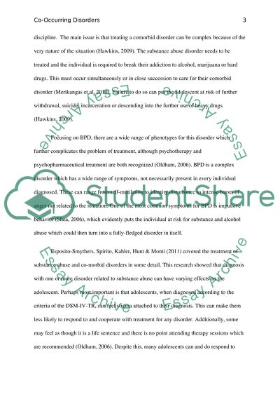 Co-Occurring Disorders Paper