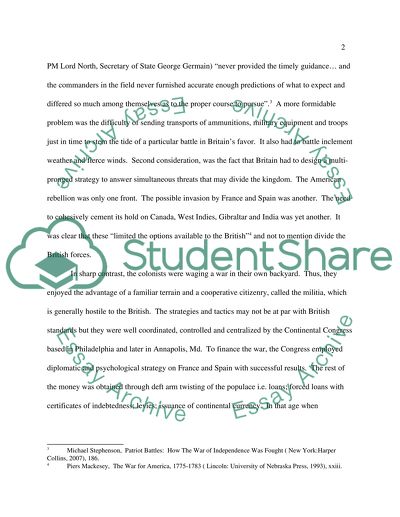 How an Infant Colony Withstood the Strategies and Might of Britain