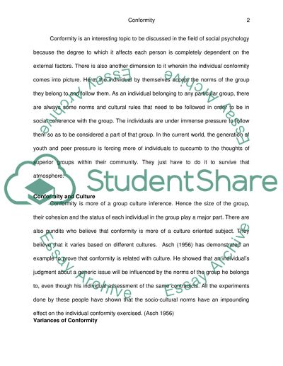 Conformity and the Psychology of a Person