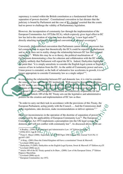 Impact of the European Union and EU Law on the UK Law and Business