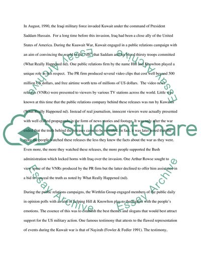 The Role of Public Relations Companies in the Wars