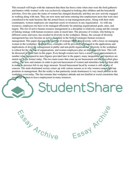 Diversity Management with Regard to Women in the Workplace