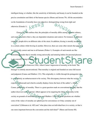 Principles of Morality in Relation to The Stranger by Albert Camus