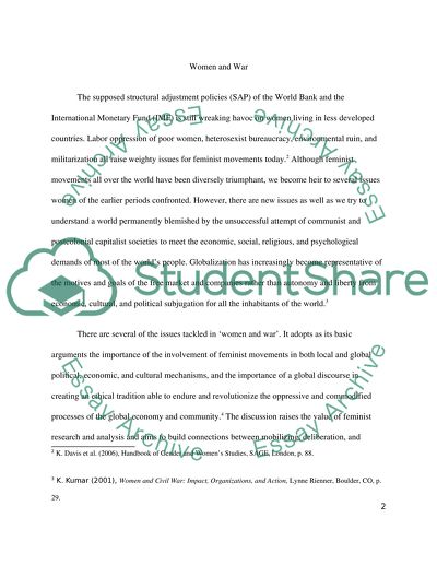 Gender Issues: Women and War