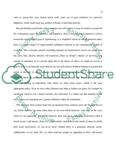 The Role of Altruism in Ethical Conduct and an Egoist Explanation