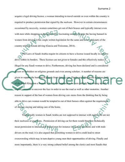 Women and Driving Laws in the Kingdom of Saudi Arabia