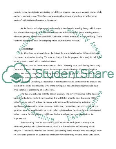 Analysis of Students Perception of Online Learning Research