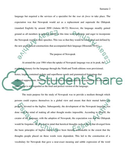 Purpose and Function of Newspeak