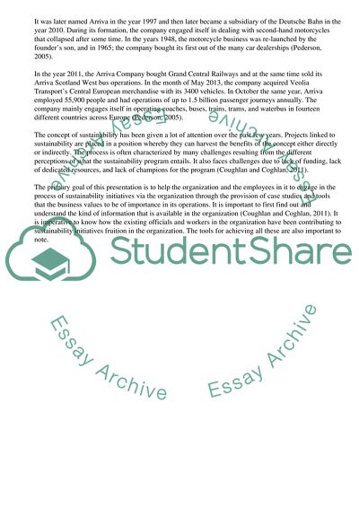 Information and Operations Management: Arriva Group of Companies Outline