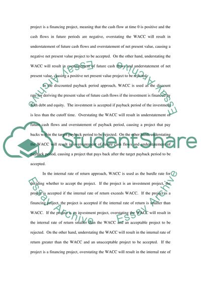 The Internal Rate of Return WACC