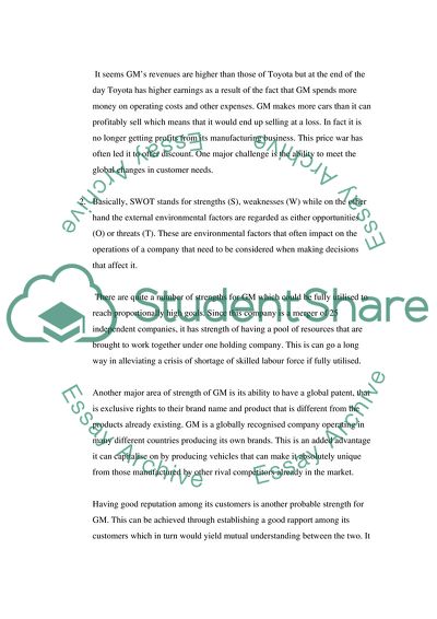 General Motors Strategy and SWOT Analysis