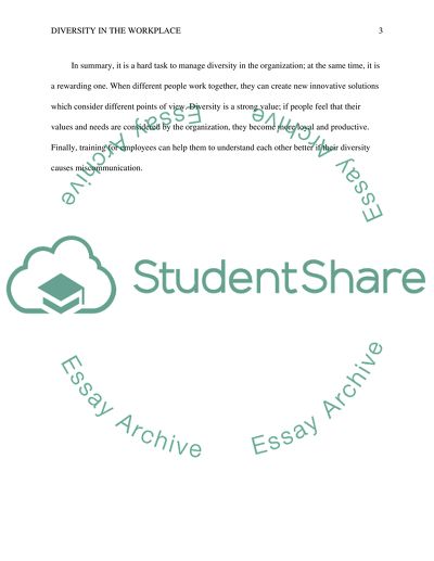 DIVERSITY IN THE WORKPLACE