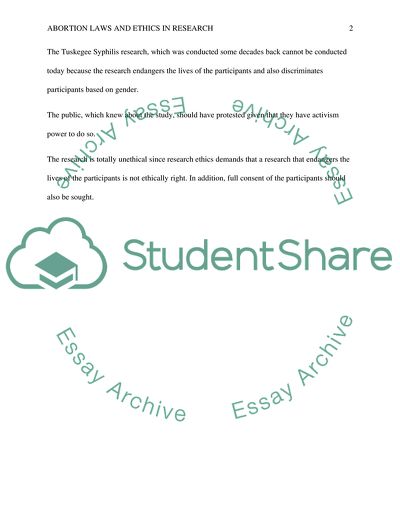 Abortion Laws And Ethics in Research