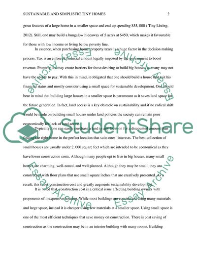 Sustainable and Simplistic Tiny Homes