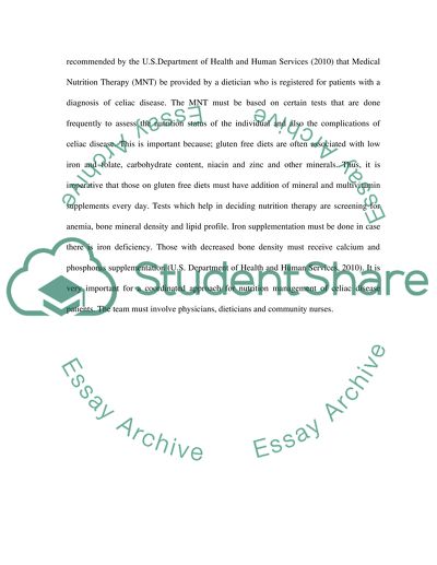 Celiac Disease: Nutrition Teaching Plan