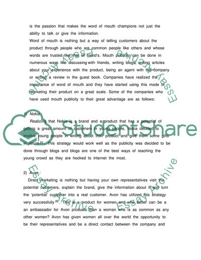 The Word Of Mouth Marketing