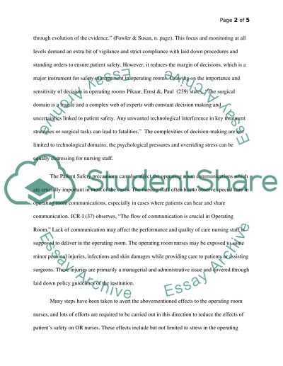 Patient safety in the operating room