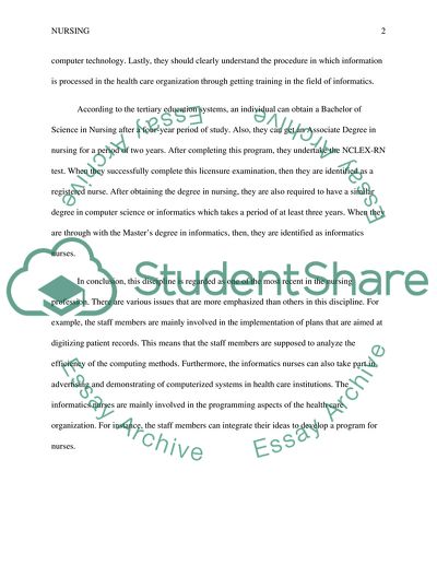 The Role of Informatics in Nursing