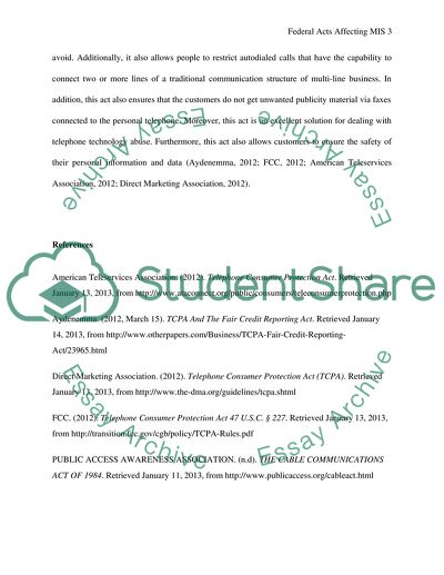 Federal Acts Affecting MIS