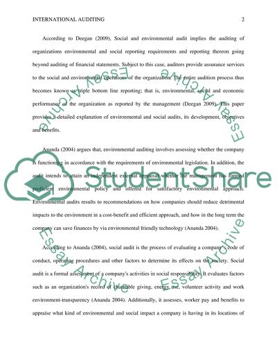 International Auditing: Environmental and Social Audits