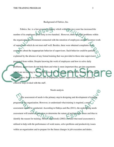 Training Program - Learning Objectives Based on the Training Requirements