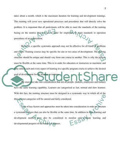 Key Success Factors of a Systematic Learning and Development Approach