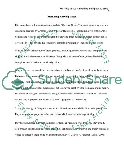 The Green Businesses and Green Marketing Issues of Patagonia Company