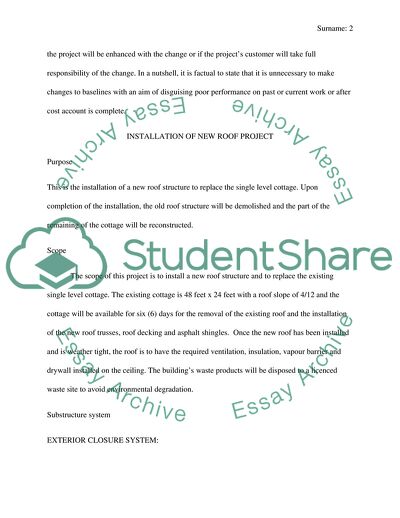 Installation of New Roof Project