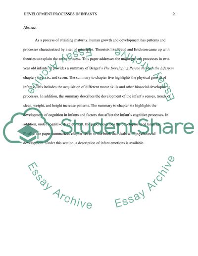 Development Processes in Infants