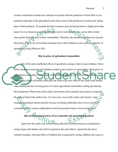Effects of Quantitative Easing on Food Prices