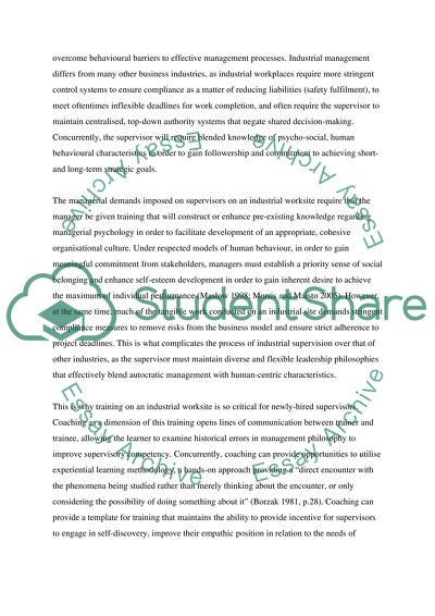 Self-Designed Coaching Course of Independent Training for Industrial Supervision